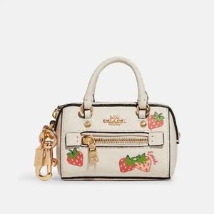 Mini Rowan Satchel Bag Charm In Strawberry Print